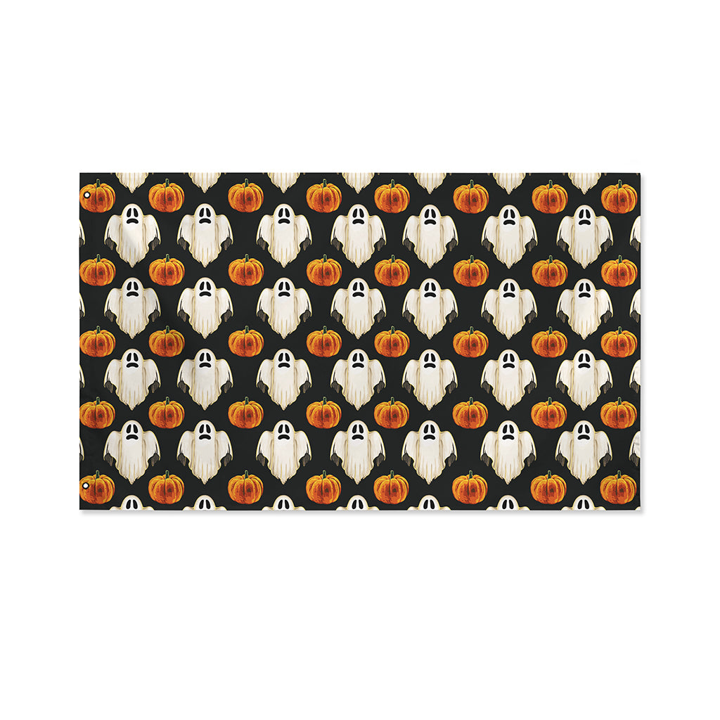 Ghost And Pumpkin Pattern Print Polyester Flag
