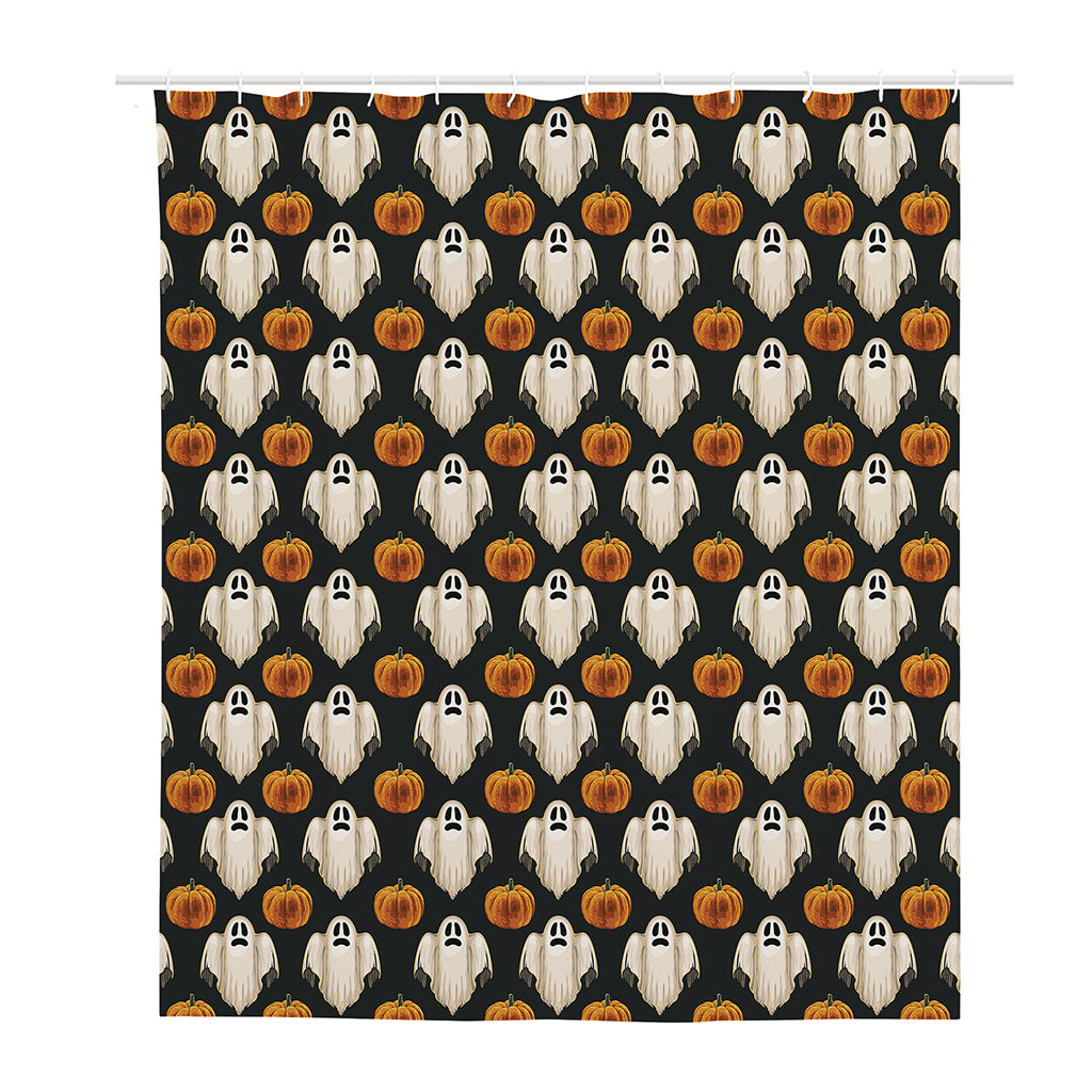 Ghost And Pumpkin Pattern Print Polyester Shower Curtain