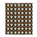 Ghost And Pumpkin Pattern Print Polyester Shower Curtain