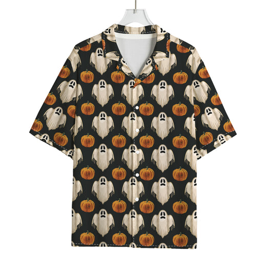 Ghost And Pumpkin Pattern Print Rayon Hawaiian Shirt