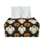 Ghost And Pumpkin Pattern Print Rectangle Tissue Box Cover
