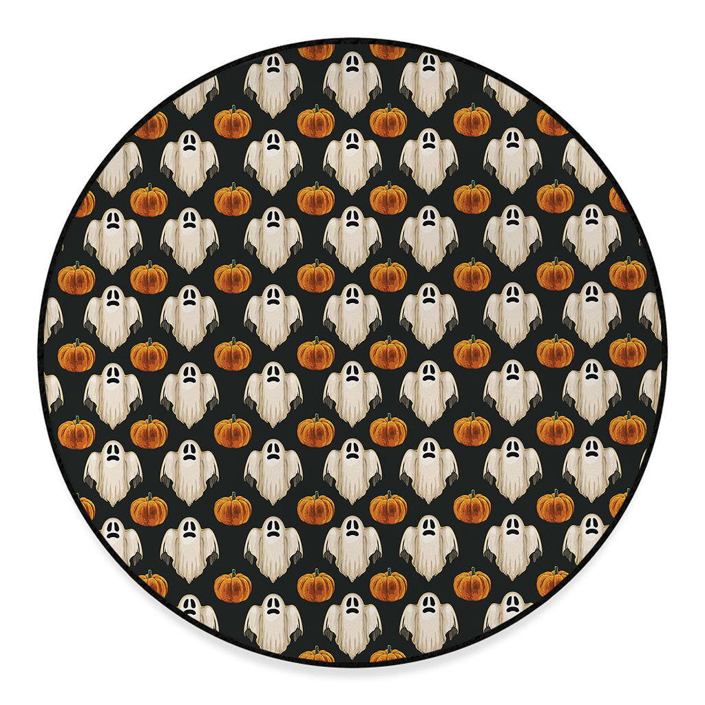 Ghost And Pumpkin Pattern Print Round Floor Mat