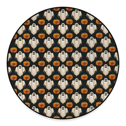 Ghost And Pumpkin Pattern Print Round Floor Mat
