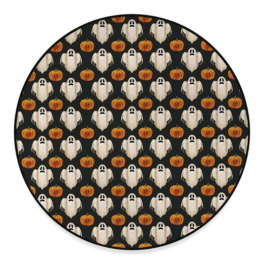 Ghost And Pumpkin Pattern Print Round Floor Mat