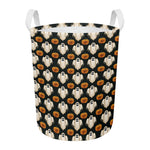 Ghost And Pumpkin Pattern Print Round Laundry Basket