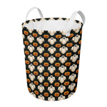 Ghost And Pumpkin Pattern Print Round Laundry Basket
