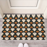 Ghost And Pumpkin Pattern Print Rubber Doormat