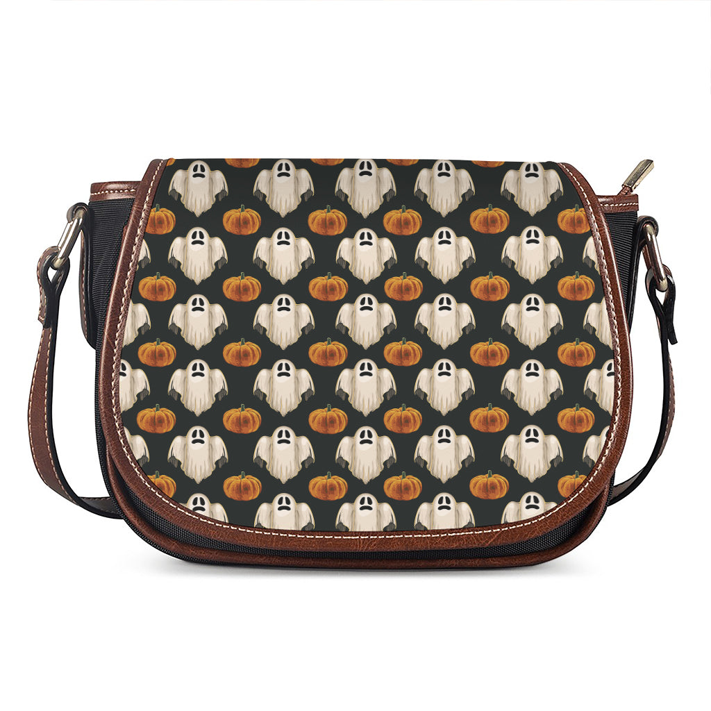 Ghost And Pumpkin Pattern Print Saddle Bag