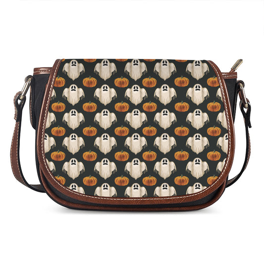 Ghost And Pumpkin Pattern Print Saddle Bag