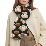 Ghost And Pumpkin Pattern Print Scarf