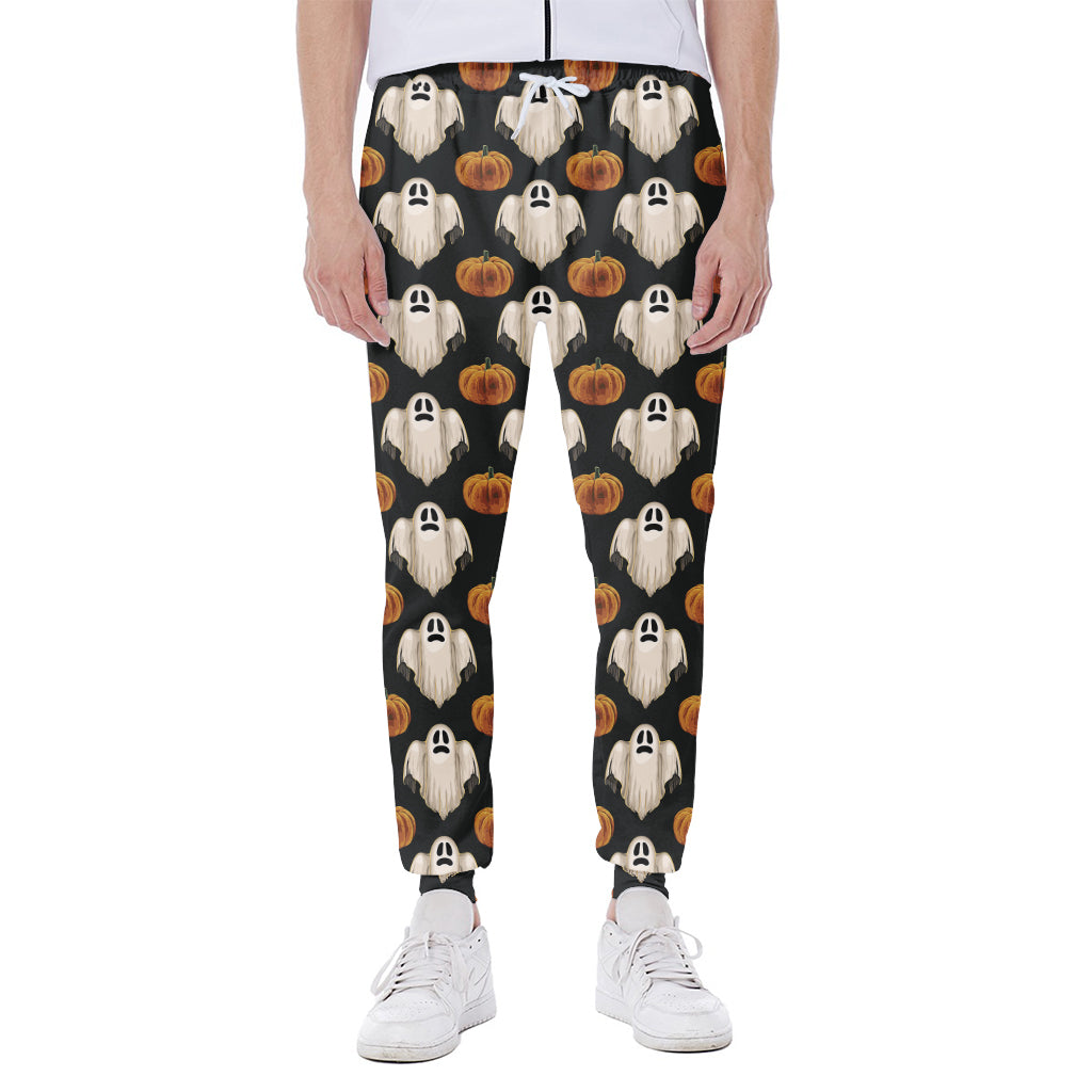 Ghost And Pumpkin Pattern Print Scuba Joggers
