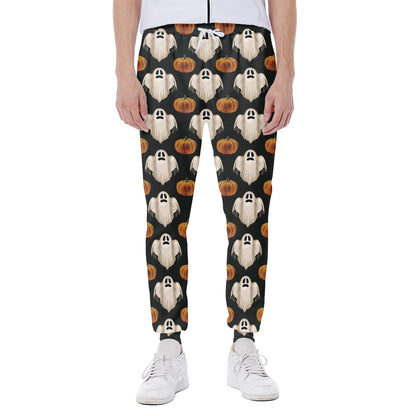 Ghost And Pumpkin Pattern Print Scuba Joggers