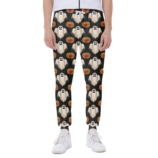 Ghost And Pumpkin Pattern Print Scuba Joggers