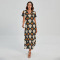 Ghost And Pumpkin Pattern Print Short Sleeve Maxi Dress