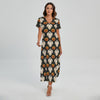 Ghost And Pumpkin Pattern Print Short Sleeve Maxi Dress