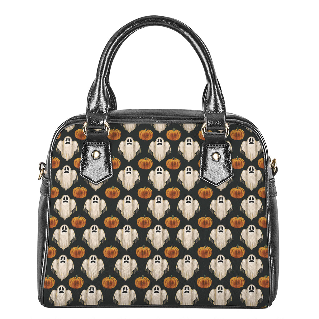 Ghost And Pumpkin Pattern Print Shoulder Handbag