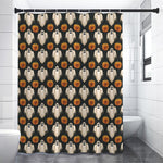 Ghost And Pumpkin Pattern Print Shower Curtain