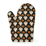 Ghost And Pumpkin Pattern Print Single Oven Mitt