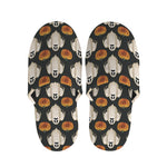 Ghost And Pumpkin Pattern Print Slippers