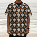 Ghost And Pumpkin Pattern Print Textured Short Sleeve Shirt