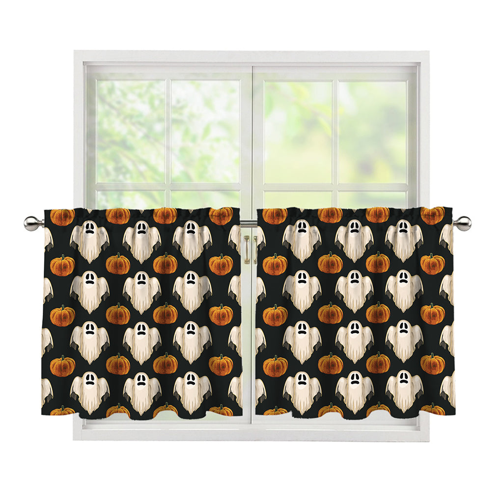 Ghost And Pumpkin Pattern Print Tier Curtains