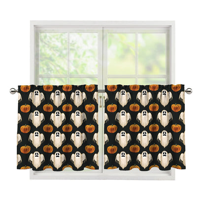 Ghost And Pumpkin Pattern Print Tier Curtains