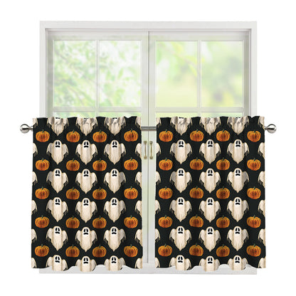 Ghost And Pumpkin Pattern Print Tier Curtains