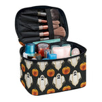 Ghost And Pumpkin Pattern Print Travel Makeup Bag