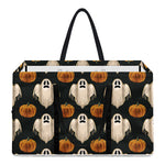 Ghost And Pumpkin Pattern Print Utility Tote Bag