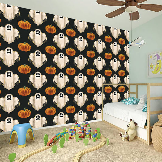 Ghost And Pumpkin Pattern Print Wall Sticker