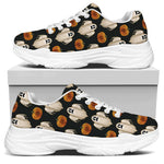 Ghost And Pumpkin Pattern Print White Chunky Shoes