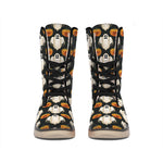 Ghost And Pumpkin Pattern Print Winter Boots
