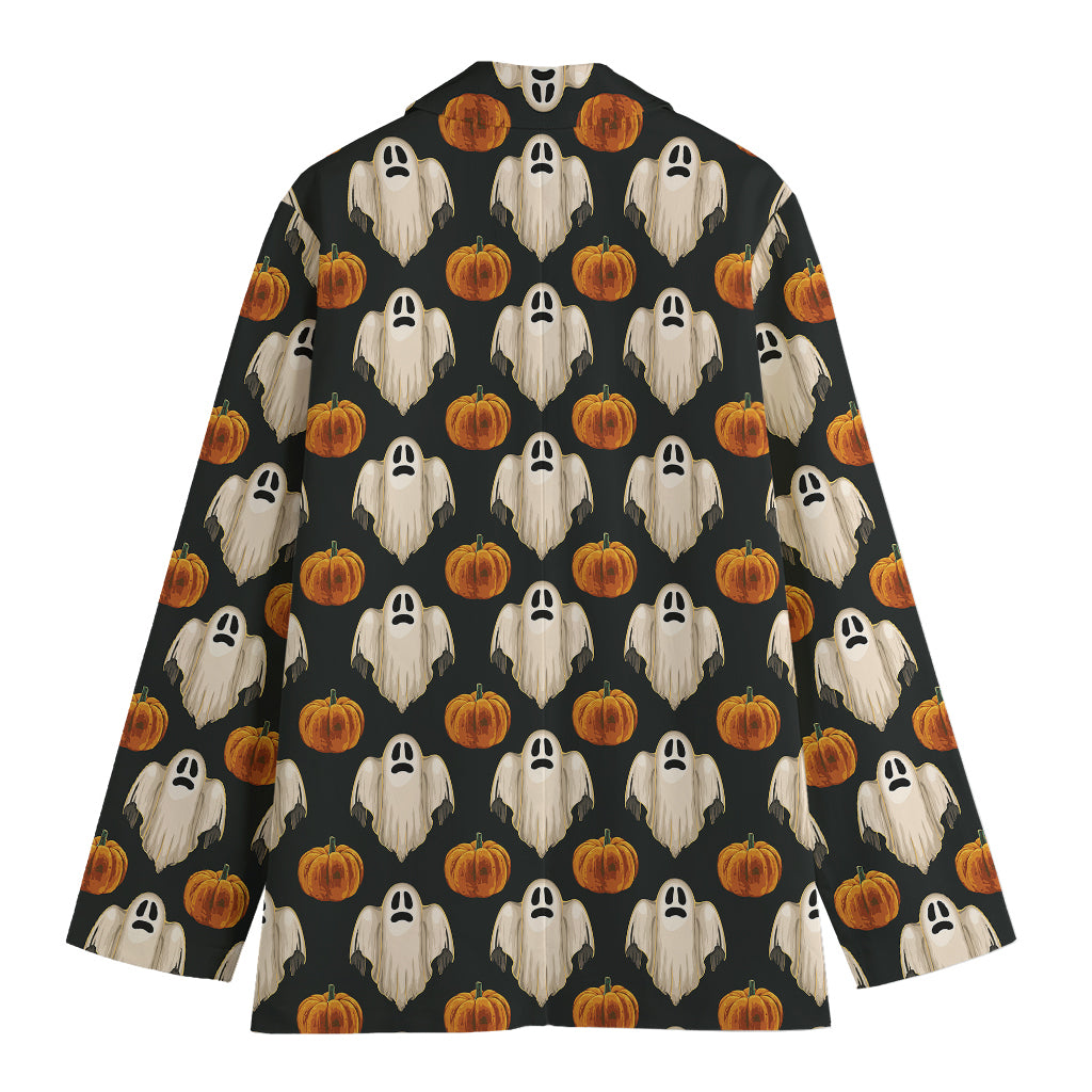 Ghost And Pumpkin Pattern Print Women's Blazer