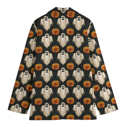 Ghost And Pumpkin Pattern Print Women's Blazer