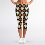 Ghost And Pumpkin Pattern Print Women's Capri Leggings