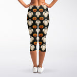 Ghost And Pumpkin Pattern Print Women's Capri Leggings
