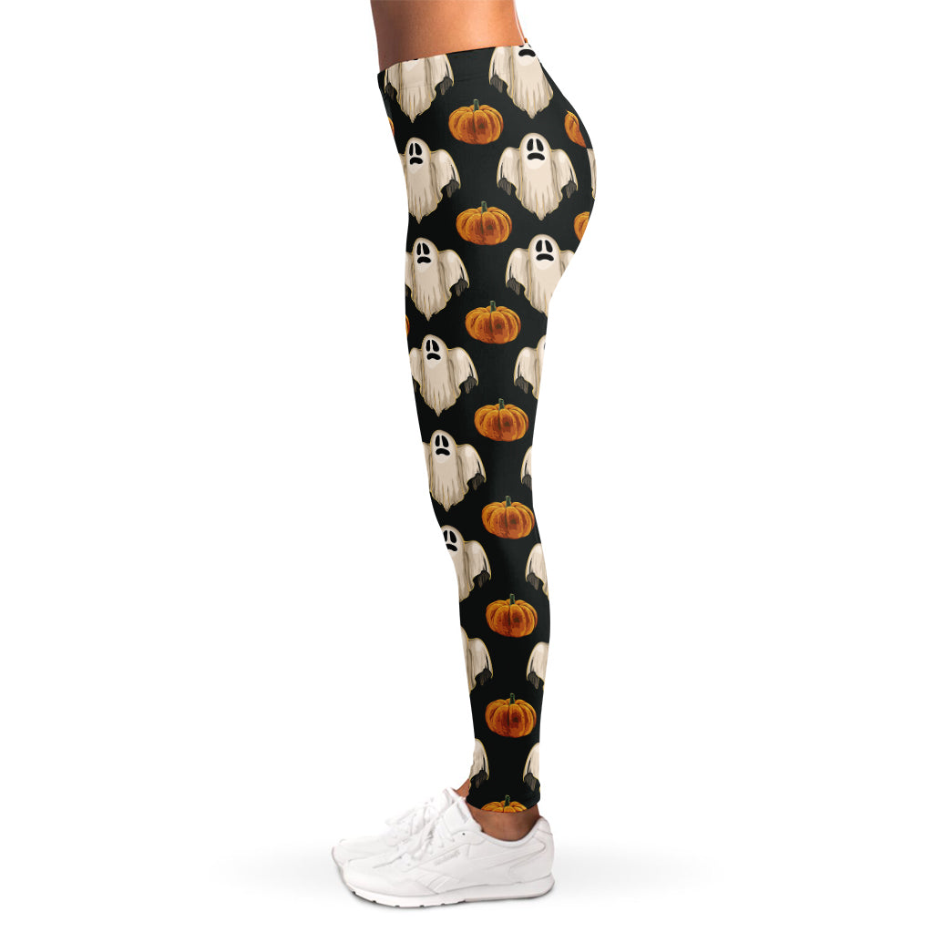 Ghost And Pumpkin Pattern Print Women's Leggings