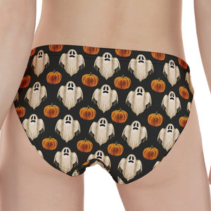 Ghost And Pumpkin Pattern Print Women's Panties