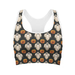 Ghost And Pumpkin Pattern Print Women's Sports Bra