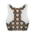 Ghost And Pumpkin Pattern Print Women's Sports Bra