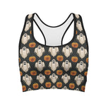 Ghost And Pumpkin Pattern Print Women's Sports Bra