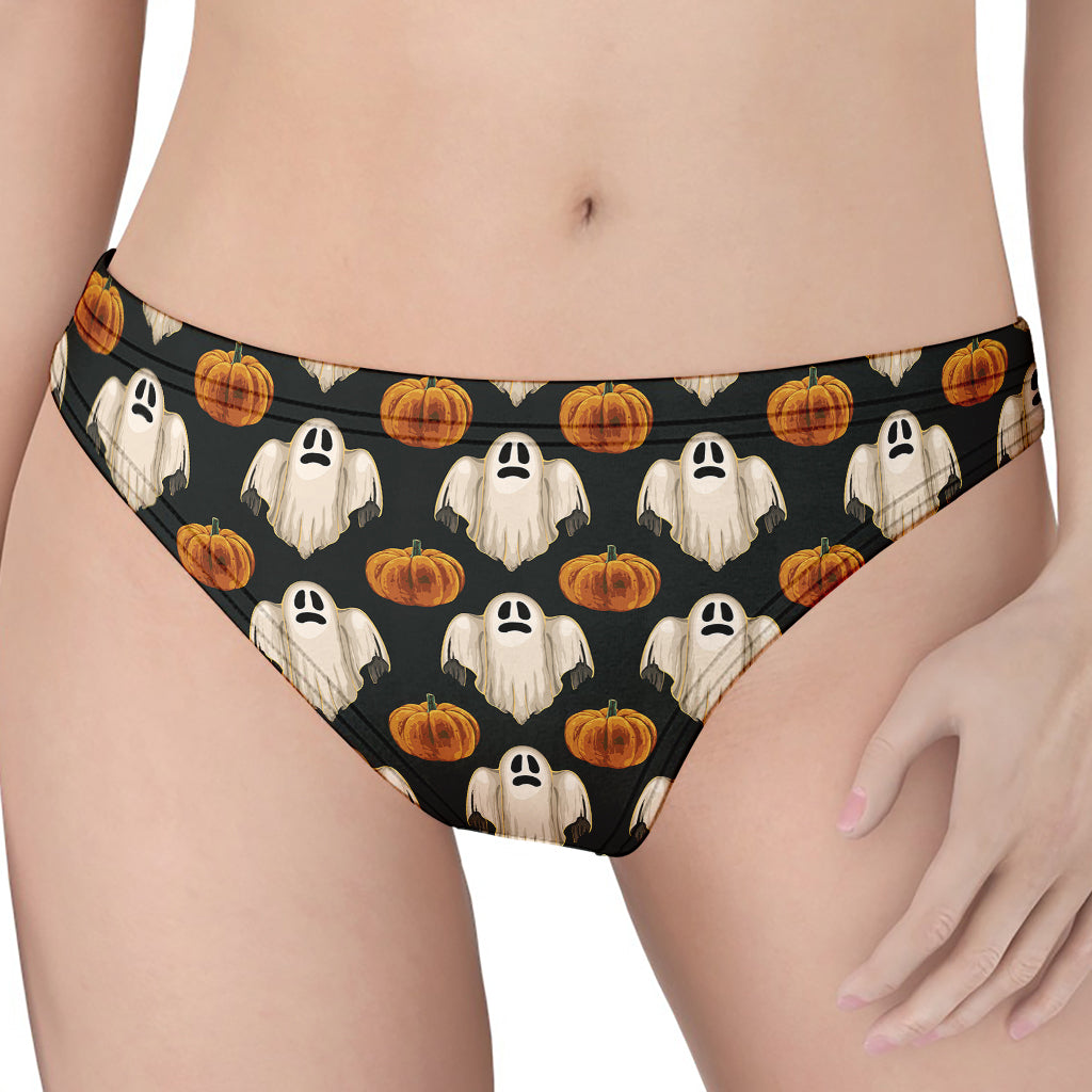 Ghost And Pumpkin Pattern Print Women's Thong