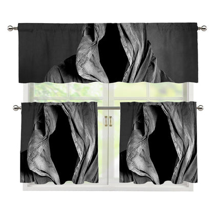 Ghost In The Darkness 3D Print 3 Piece Kitchen Curtains