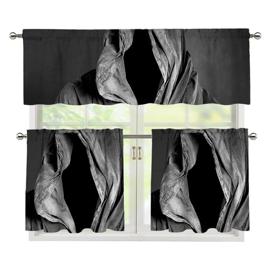 Ghost In The Darkness 3D Print 3 Piece Kitchen Curtains