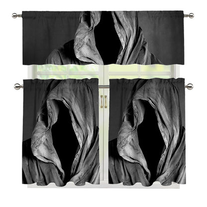 Ghost In The Darkness 3D Print 3 Piece Kitchen Curtains