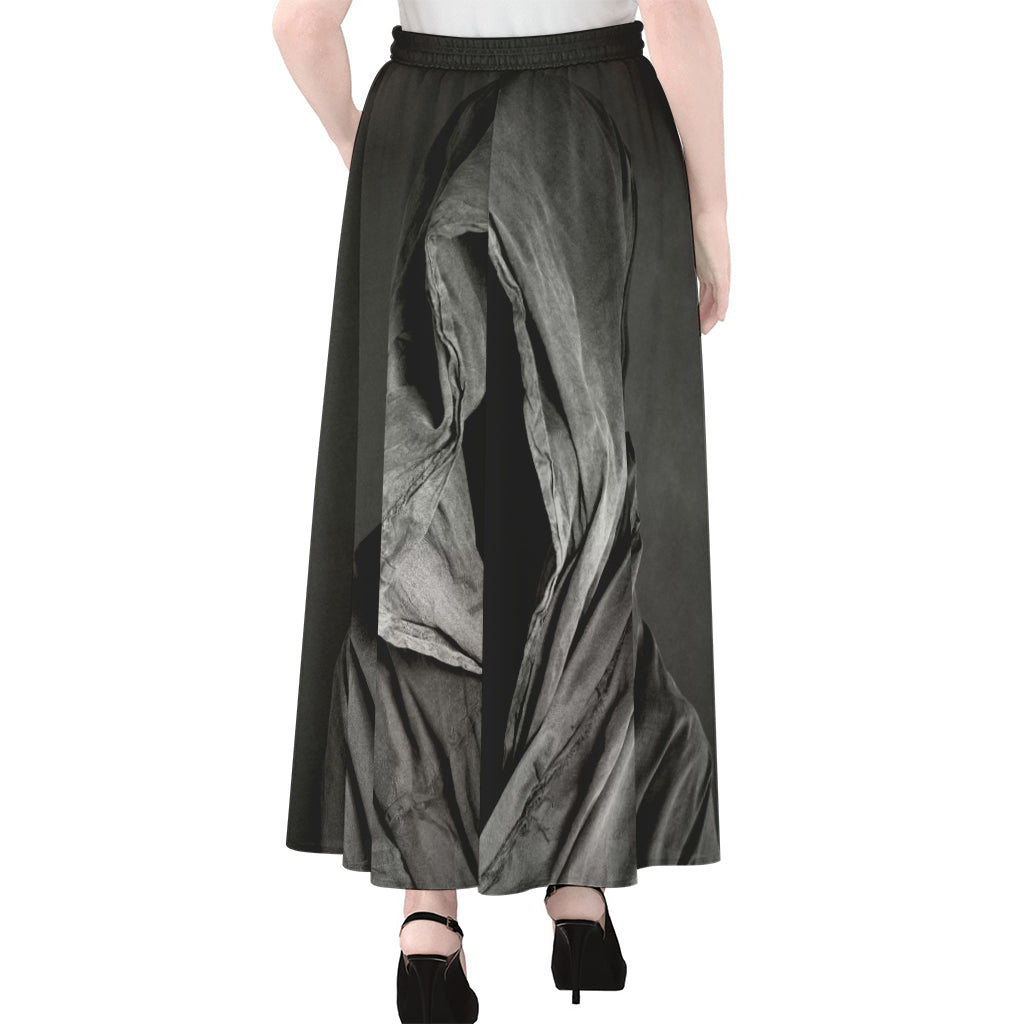 Ghost In The Darkness 3D Print Chiffon Maxi Skirt