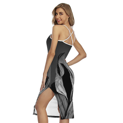 Ghost In The Darkness 3D Print Cross Back Cami Dress