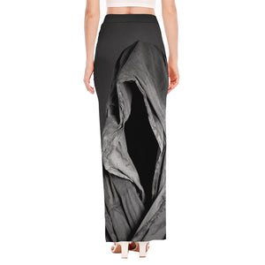 Ghost In The Darkness 3D Print High Slit Maxi Skirt