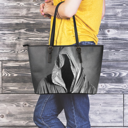 Ghost In The Darkness 3D Print Leather Tote Bag