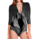 Ghost In The Darkness 3D Print Long Sleeve Swimsuit